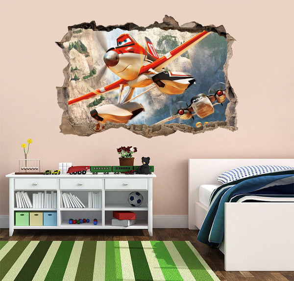 Disney Planes Movie Dusty 3D Smashed Broken Decal Wall Sticker J473 