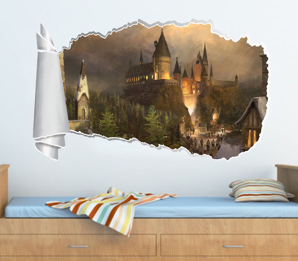 Harry Potter Hogwarts Castle 3D Smashed Broken Decal Wall Sticker H326 