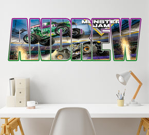 Monster Jam Grave Digger Personalized Name Wall Sticker Decal Custom Art MJ02