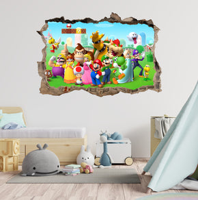 Super Mario Bros 3D Smashed Wall Decal Removable Sticker Art Decor SMR46