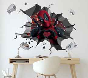 Deadpool Superhero 3D Explosion Effect Wall Sticker Decal Home Decor Mural Art DDP09