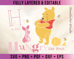 Winnie The Pooh Premium Layered SVG Vector for Cricut and Silhouette Digital File Download