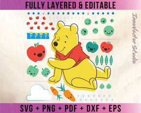 Winnie The Pooh Premium Layered SVG Vector for Cricut and Silhouette Digital File Download