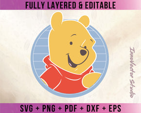 Winnie The Pooh Premium Layered SVG Vector for Cricut and Silhouette Digital File Download