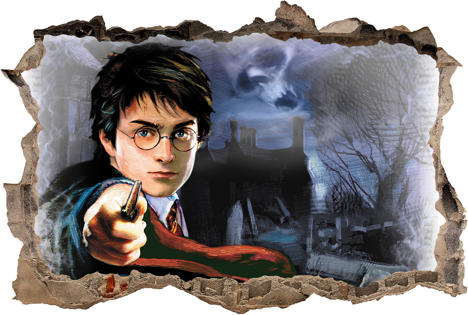 Harry Potter Hogwarts Castle 3D Smashed Broken Decal Wall Sticker
