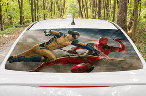 Deadpool Vs Wolverine Car Rear Window See-Through Net Decal R01