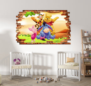 Winnie The Pooh 3D Smashed Wall Decal Removable Sticker Art Decor WTP28