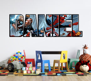 THE AVENGERS Super Heroes Personalized Custom Name Wall Sticker Decal WP75