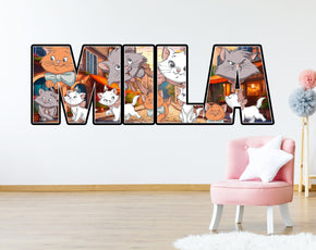 Aristocats Personalized Name Wall Sticker Removable Decal Custom Decor Art ARC06