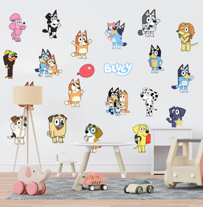 Bluey Characters Set Wall Sticker Decal Kids Decor Art Kids Children BLU24