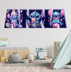 Stitch Disney Personalized Name Wall Sticker Removable Decal Custom Decor Art STCH24