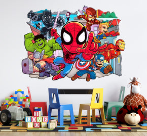 Marvel Avengers Superhero 3D Iceberg Wall Illusion Decal Wall Sticker