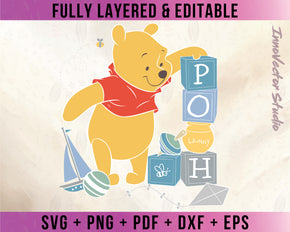 Winnie The Pooh Premium Layered SVG Vector for Cricut and Silhouette Digital File Download