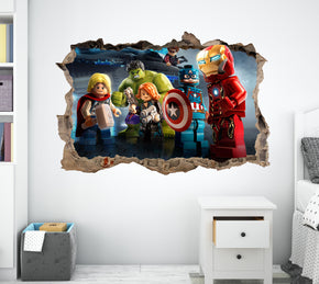 Lego Marvel 3D Smashed Wall Decal Removable Sticker Wall Art Decor Mural LG02