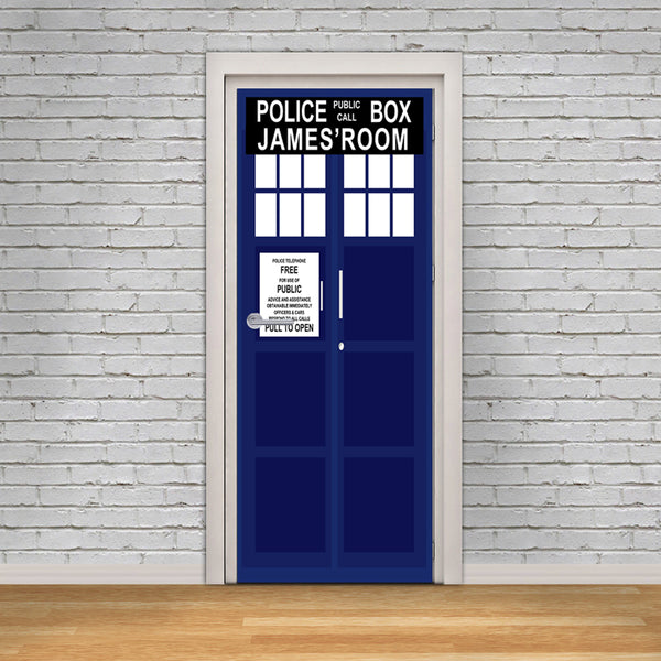 Dr. Who Tardis Personalized Name DOOR WRAP Decal Removable Sticker D12 ...