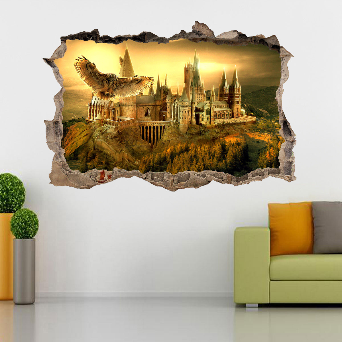 Harry Potter Hogwarts Castle 3D Smashed Broken Decal Wall Sticker H326 