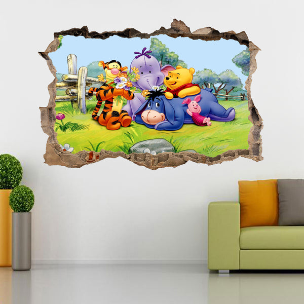 Winnie The Pooh 3D Smashed Broken Decal Wall Sticker J480 - Decalz.co